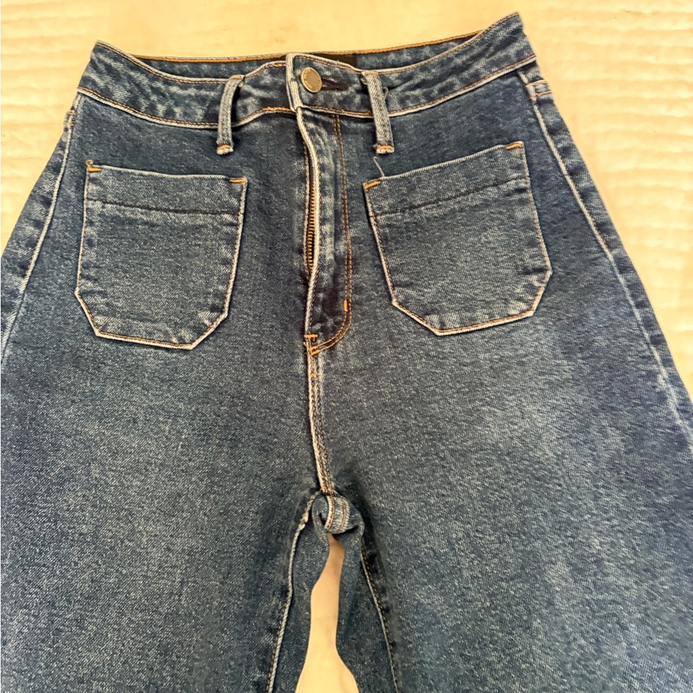 Just Black High-Rise Front Pocket Jeans in Dark Blue Wash